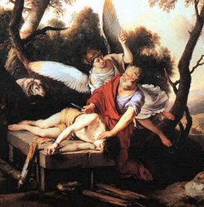 "Abraham sacrificing Isaac"